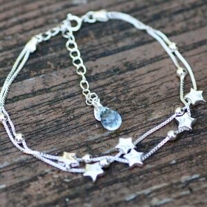 Double Strand Star Bracelet | Blue Topaz or Tanzanite Sterling Silver , 6.6" - 8